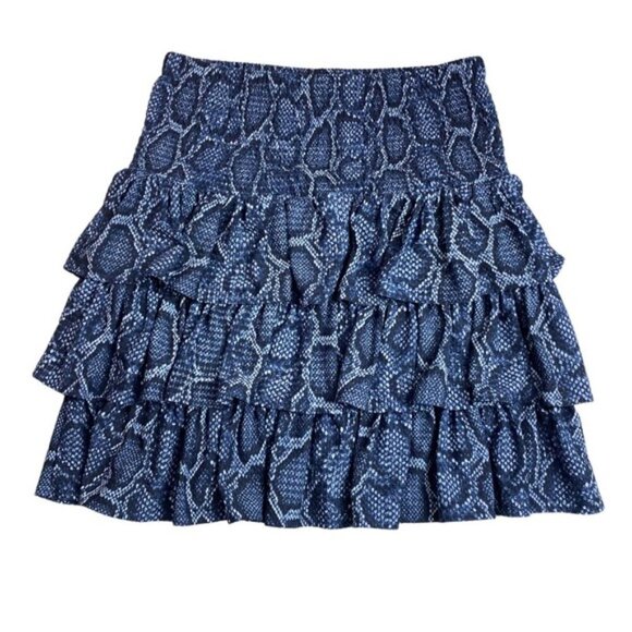 MICHAEL KORS Smocked Python-Print Tiered Skirt XXS - Picture 2 of 5